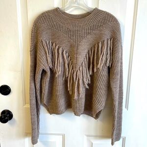 Taupe Womens fringe sweater